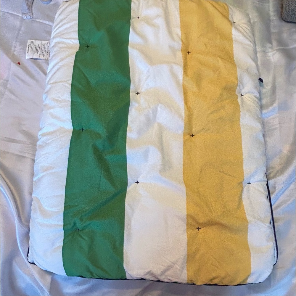 Pottery Barn Kids Rugby Wide Stripe‎ Green Yellow Standard Pillow Sham EUC